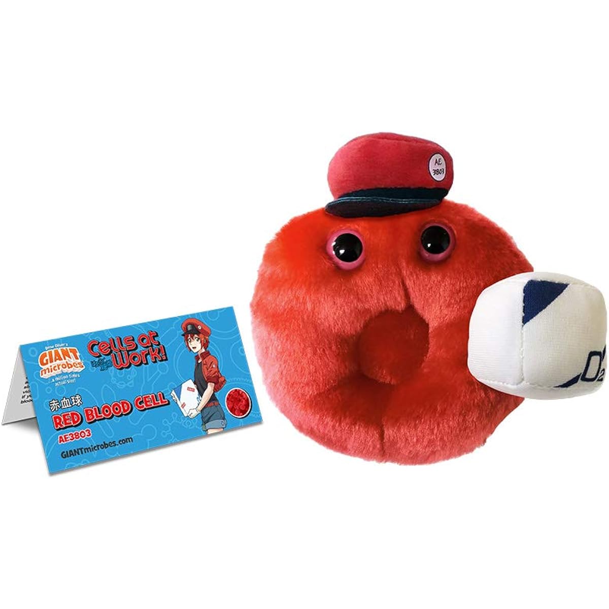 GIANTmicrobes Cells at Work! Red Blood Cell Plush Toy - Learn About Blood and the Circulatory System Based on the Cartoon Show Fun Gift for Friends, Students, Scientists, Hematologists, Doctors