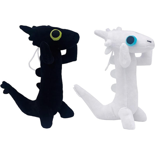 TQJOUJOU Dancing Toothless Splash 10" Black and White Toothless Plush Adorable Anime Stuffed Animal Toy Pillow for Kids and Fans Easter Birthday Gift