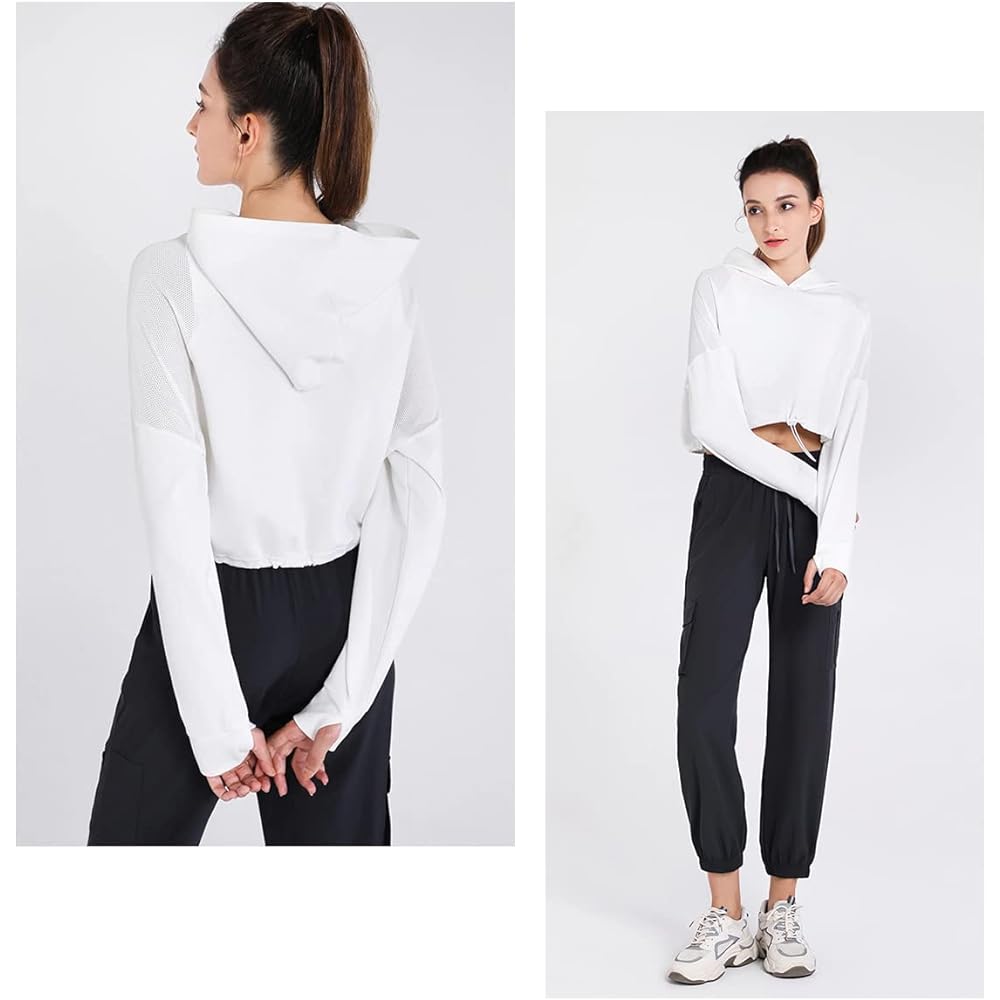 [VEROMAN] Sportswear Women's Long Sleeve Parka Cropped Length Mesh Gym Fitness ppi-lse10