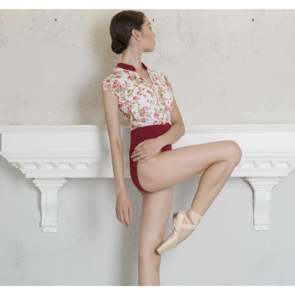 [ProDance] ProDance Red Green Black Floral High Neck Ballet Leotard PLHI005B