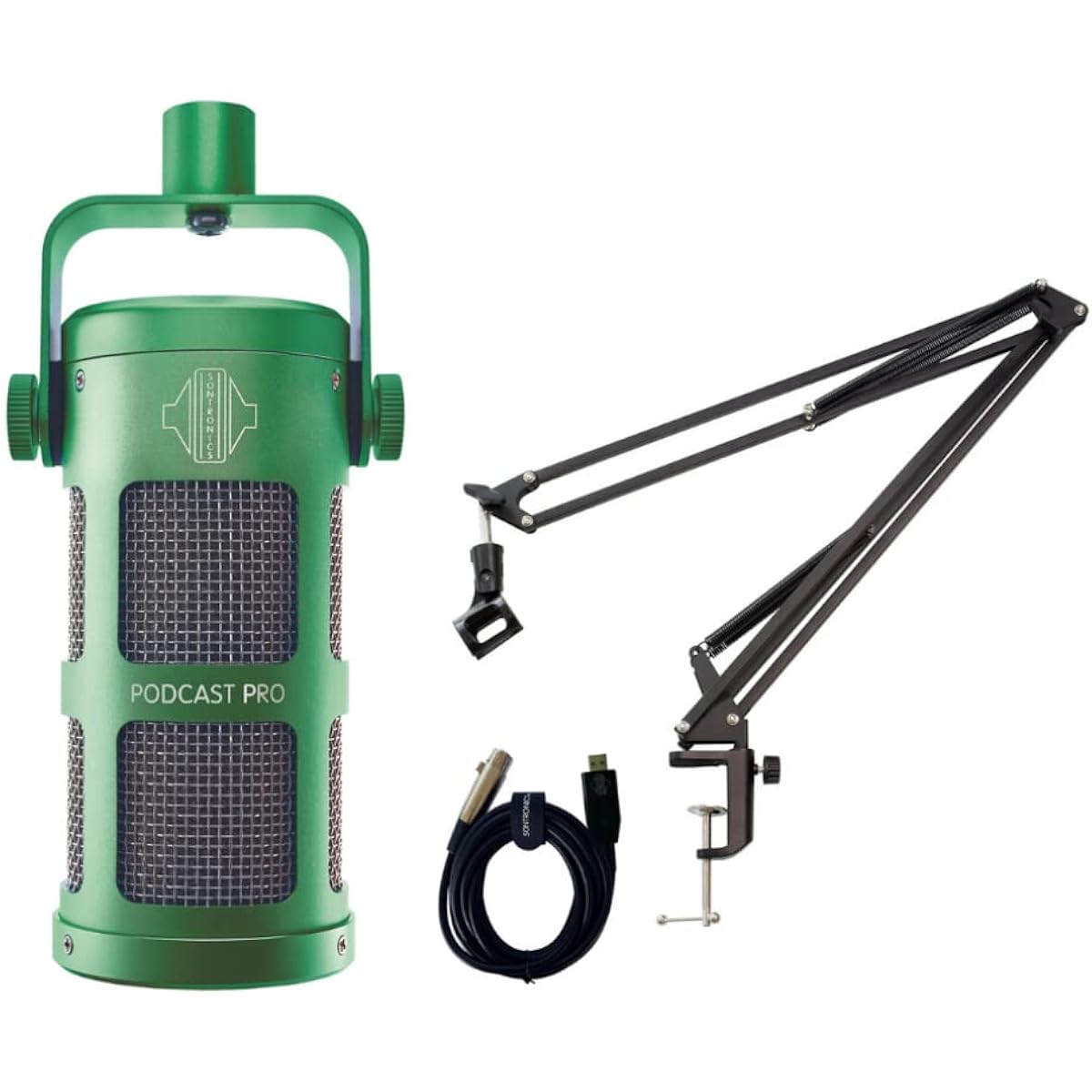 SONTRONICS Super Unidirectional Dynamic Microphone for Podcasts PODCAST PRO Stand Set GREEN Green