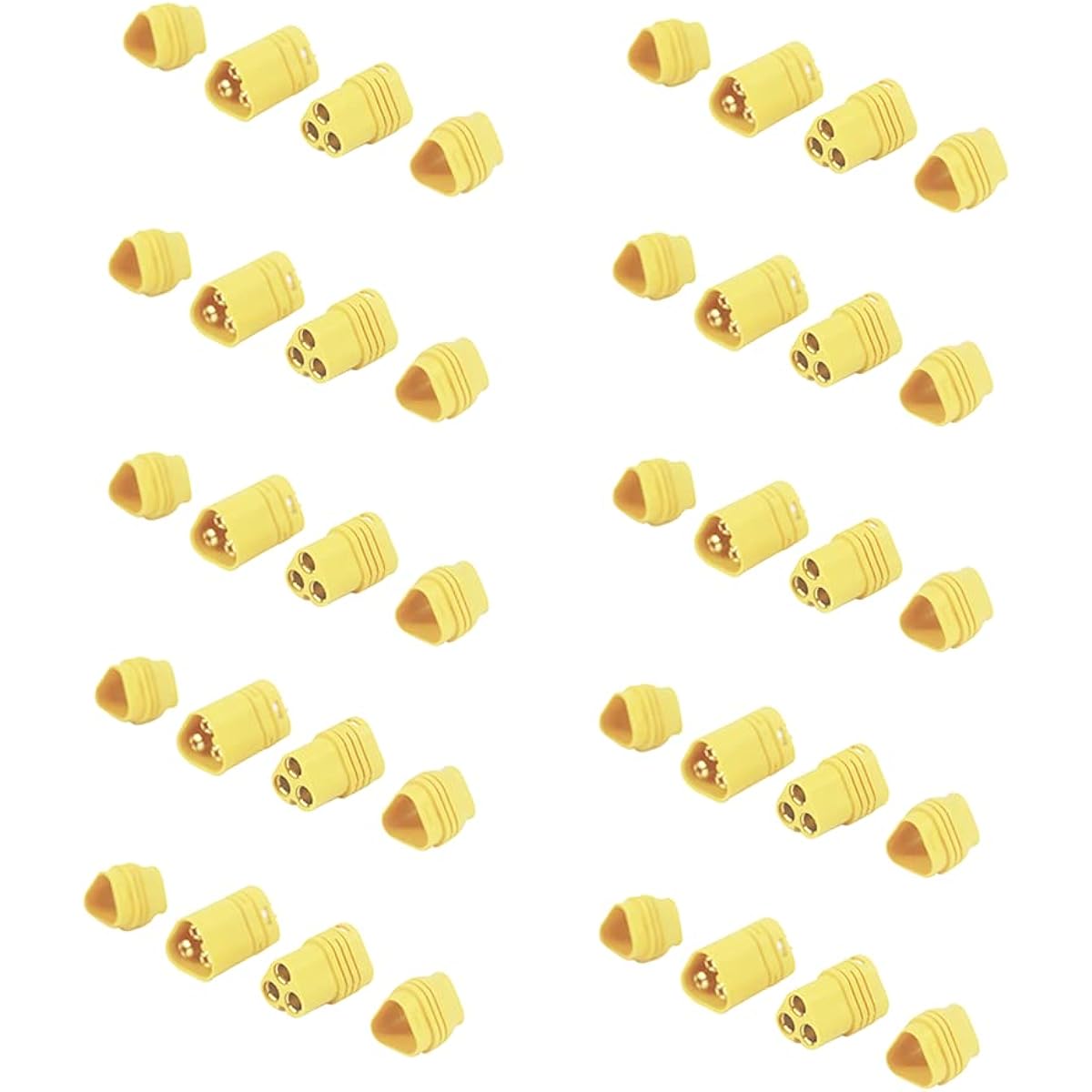 BDHI 10 Pairs MT60 3.5mm 3 Wire 3 Pole Bullet Connector Plug Set for RC ESC to Motor RC Quad Car Battery Charger (B196-10)