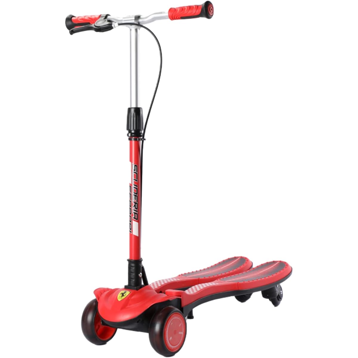 DAKOTT Ferrari Frog Scissors Double Foot Four Wheel Kids Scooter Handbrake Flash LED Light Wheel T-Height Adjustable Scooter