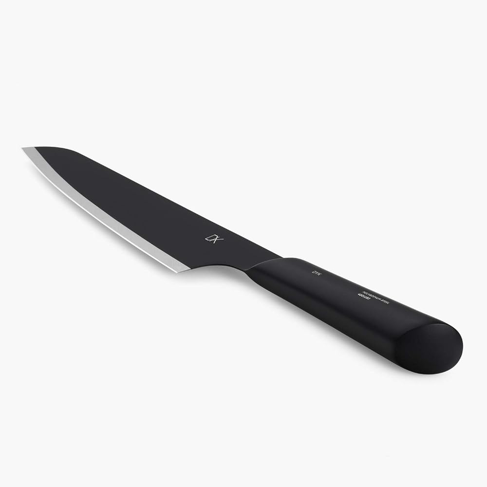 DYK All Stainless Steel Santoku Knife Black