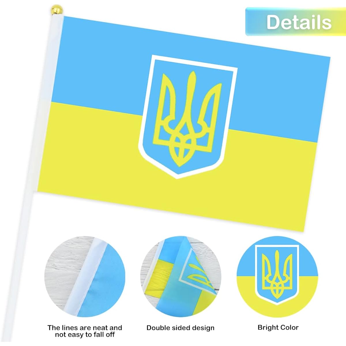 Ukraine Handheld Flag 5.5 x 8.3 Inch Ukraine Flag Ukraine Hand Waving Mini Stick Flags for Outdoor Indoor Decoration Festival Parade Party Decoration