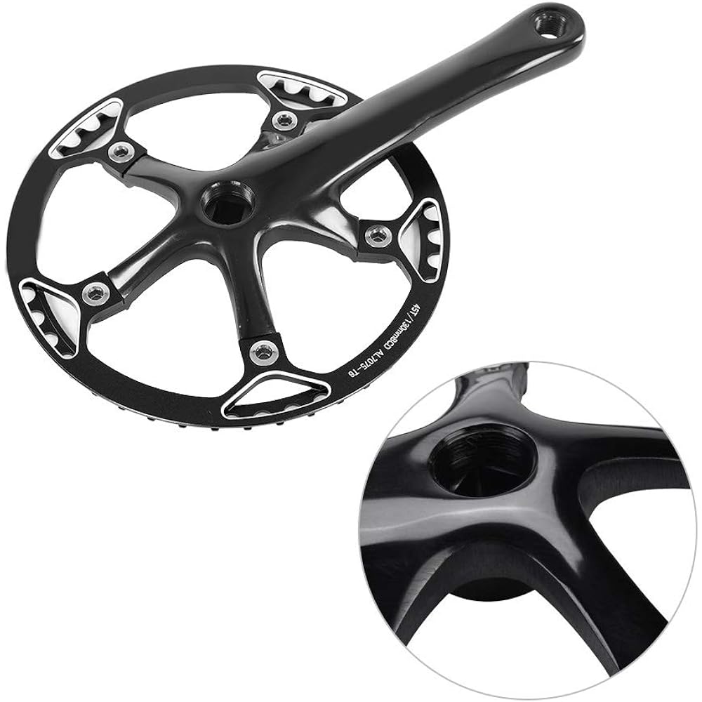 Bicycle Crank Folding Aluminum Alloy Crank Arm Length 170mm Durable Mountain Bike Bolt Circle Diameter BCD: 130mm Fits All Speed Road Bikes Bicycle Chainring Protector Sprocket Set 45T-Black