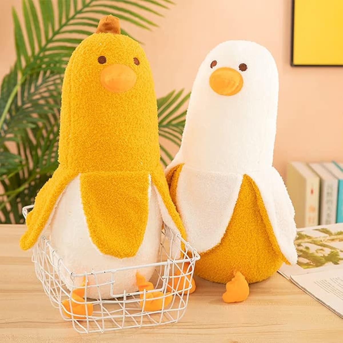 JILEOFUY Banana Duck Plush Toy Cute Stuffed Animal Pillow Hugging Doll for Kids and Adults Christmas Birthday Gift (White, 19.7 inch)