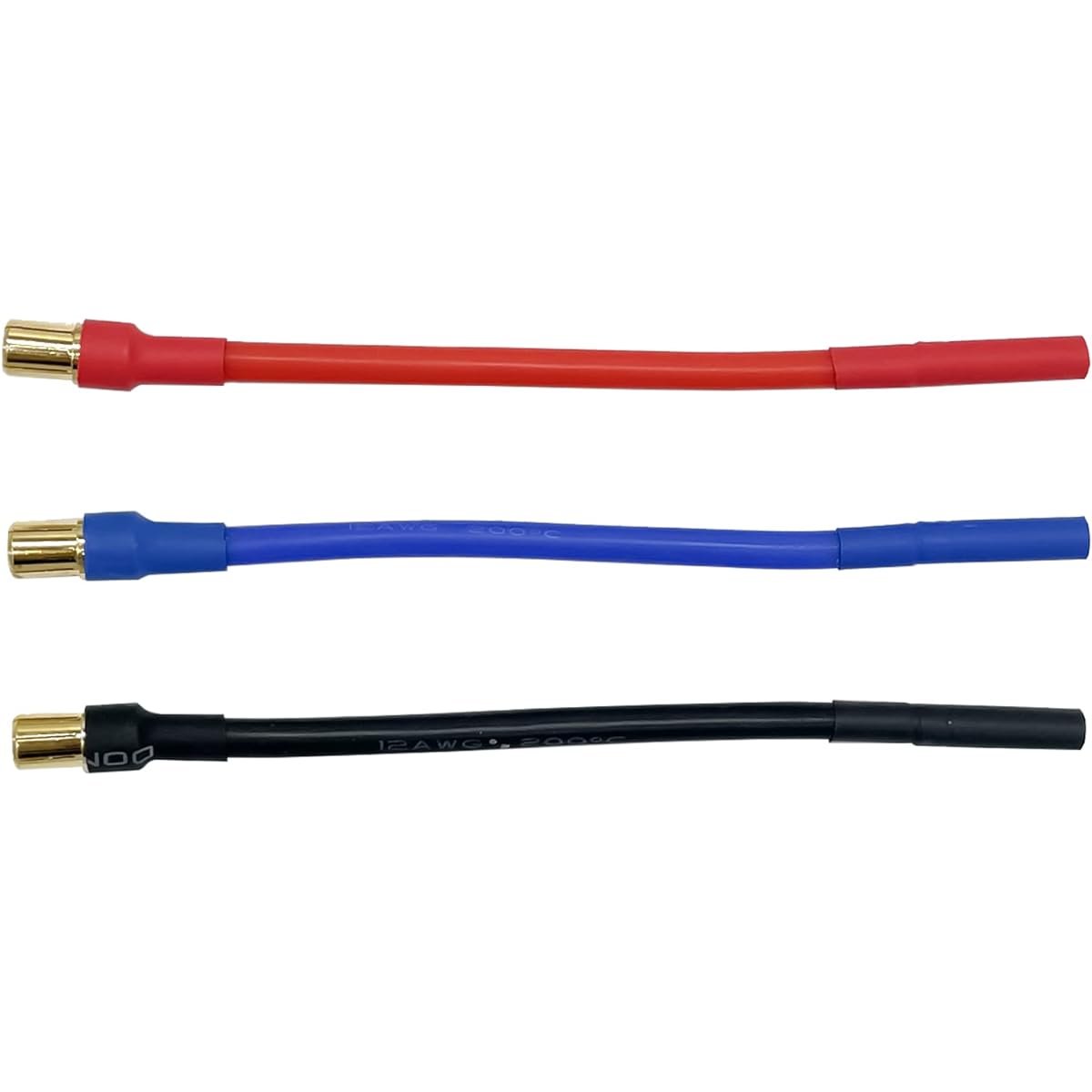 3pcs/Set 6.5mm Bullet Male-Female 10AWG 10CM ESC Extension Cable for RC Car Boat Brushless Motor ESC (6.5mm Male to 4.0mm Female)
