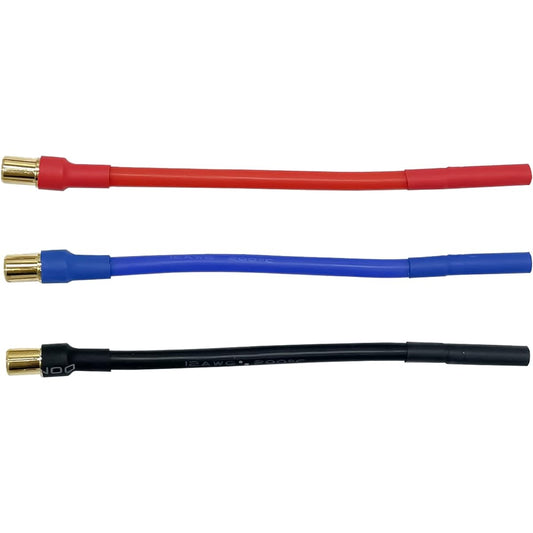 3pcs/Set 6.5mm Bullet Male-Female 10AWG 10CM ESC Extension Cable for RC Car Boat Brushless Motor ESC (6.5mm Male to 4.0mm Female)