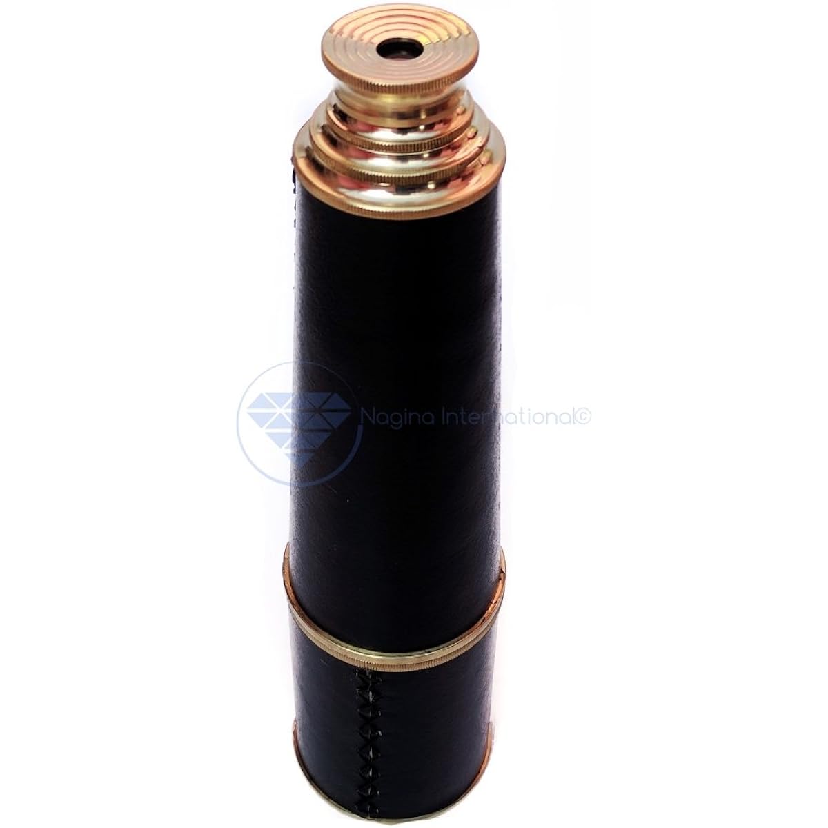 32" Polished Solid Brass Pirate's Boat Spyglass with Leather Casing | Maritime Decor & Gifts | Nagina International