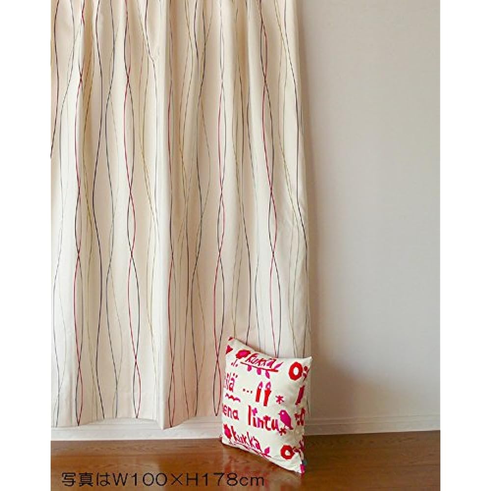 Quarter Report Curtains Width 150 x Length 200 Canal Red Set of 2 Made in Japan