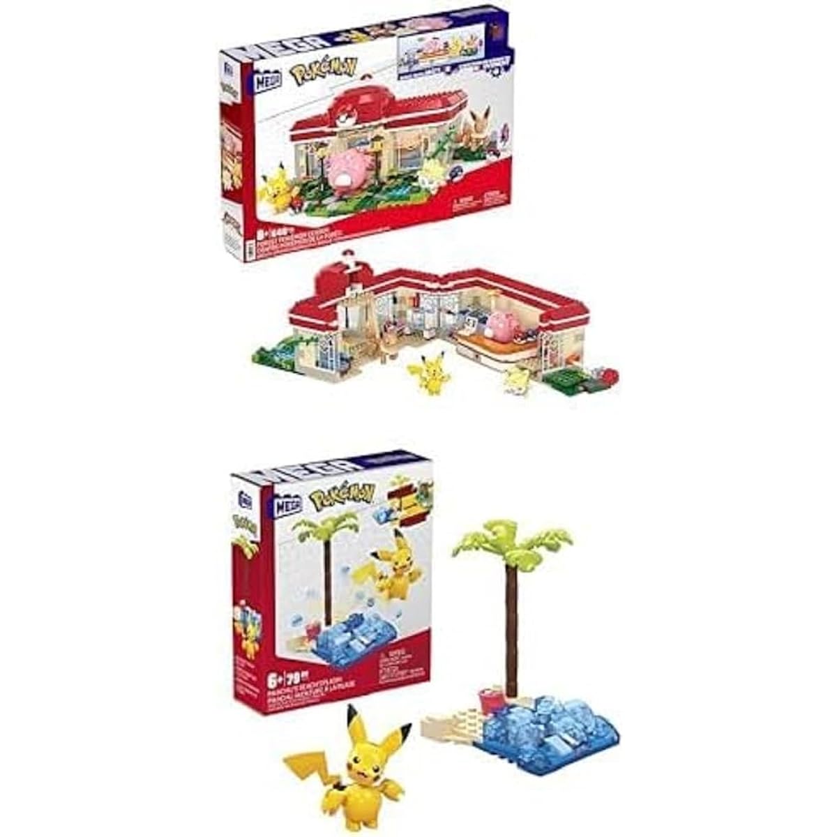 MEGA Pokemon Adventure World: Pikachu's Adventure Journey & Lucky's Forest Pokemon Center - Set of Pikachu, Eevee, and Togepi