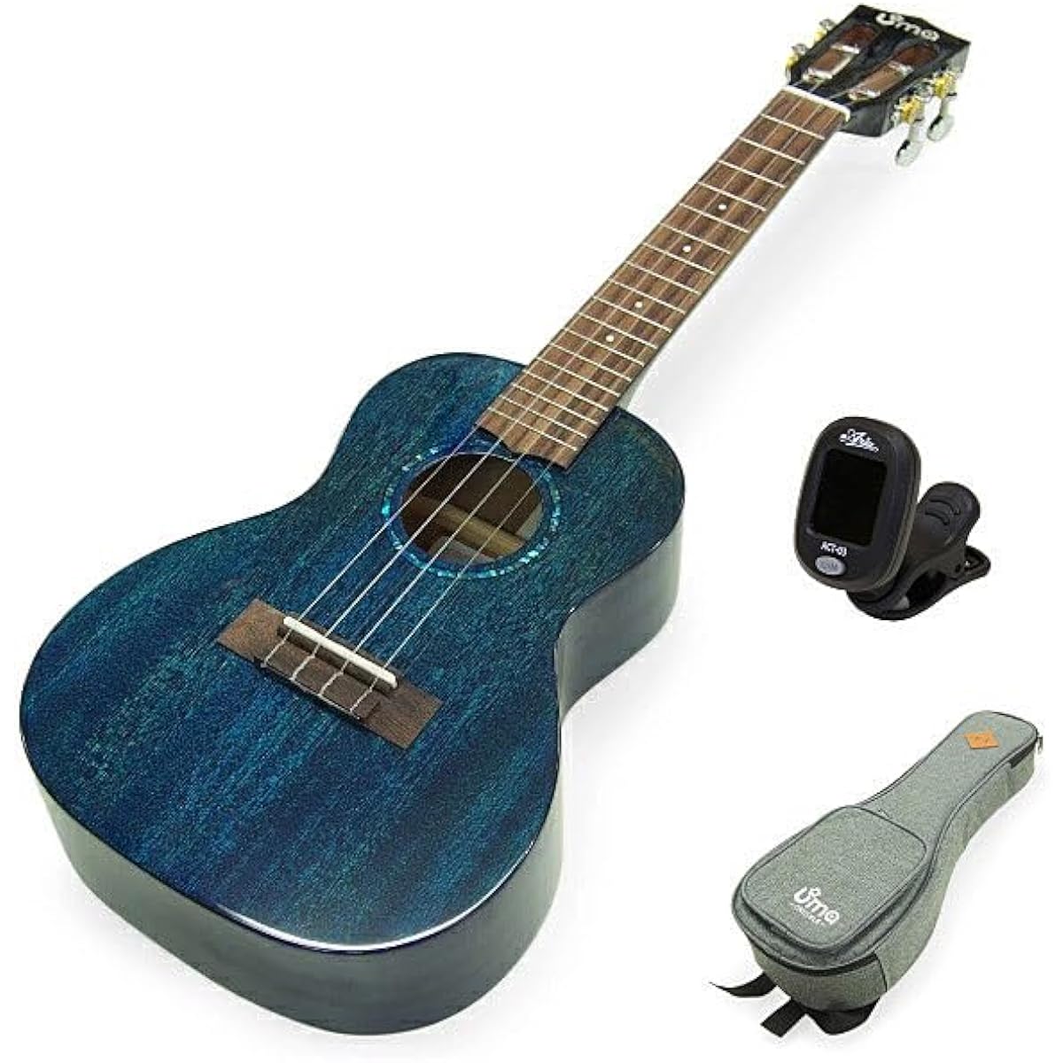 Uma Ukulele UK-20SC BL Concert Size Tuner Included Mahogany Solid TR Music String Height Adjusted (Taiwan Brand) (Sweet Tone) (u)