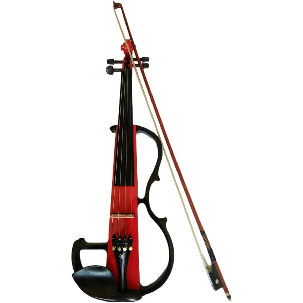 DeeRace Electric Violin Set, Solid Wood Silent Electric Violin Stringed Instrument with Metal Fittings and Hard Case for Beginners and Adults, Red