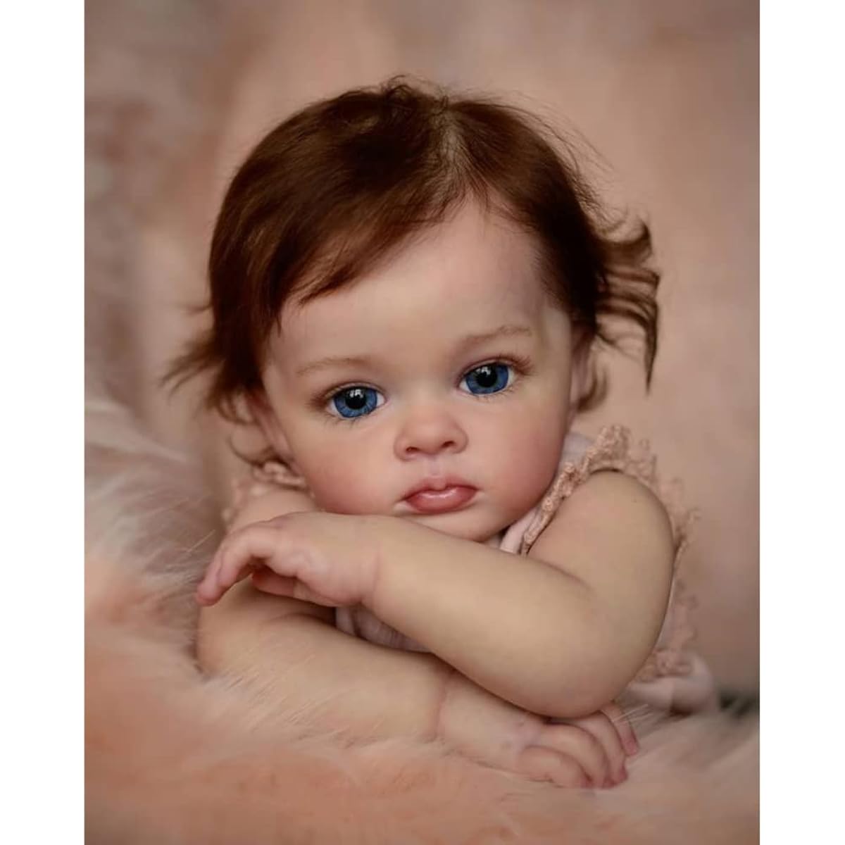 Lonian Baby Doll 24inch 60cm Reborn Doll Realistic Reborn Baby Handmade Vinyl Reborn Doll Girl Reborn Baby Simulated Baby Doll is a great gift for your child (Brown)