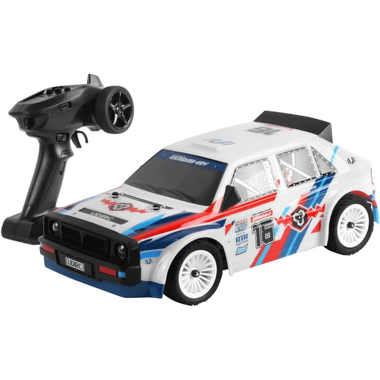 1/16 Scale 2.4GRC Car 4WD Racing 30KM/H High Speed Off-Road Drift Remote Control Rally Car Toy RTR Model Gift Car Light with Angel Eyes Dual Battery