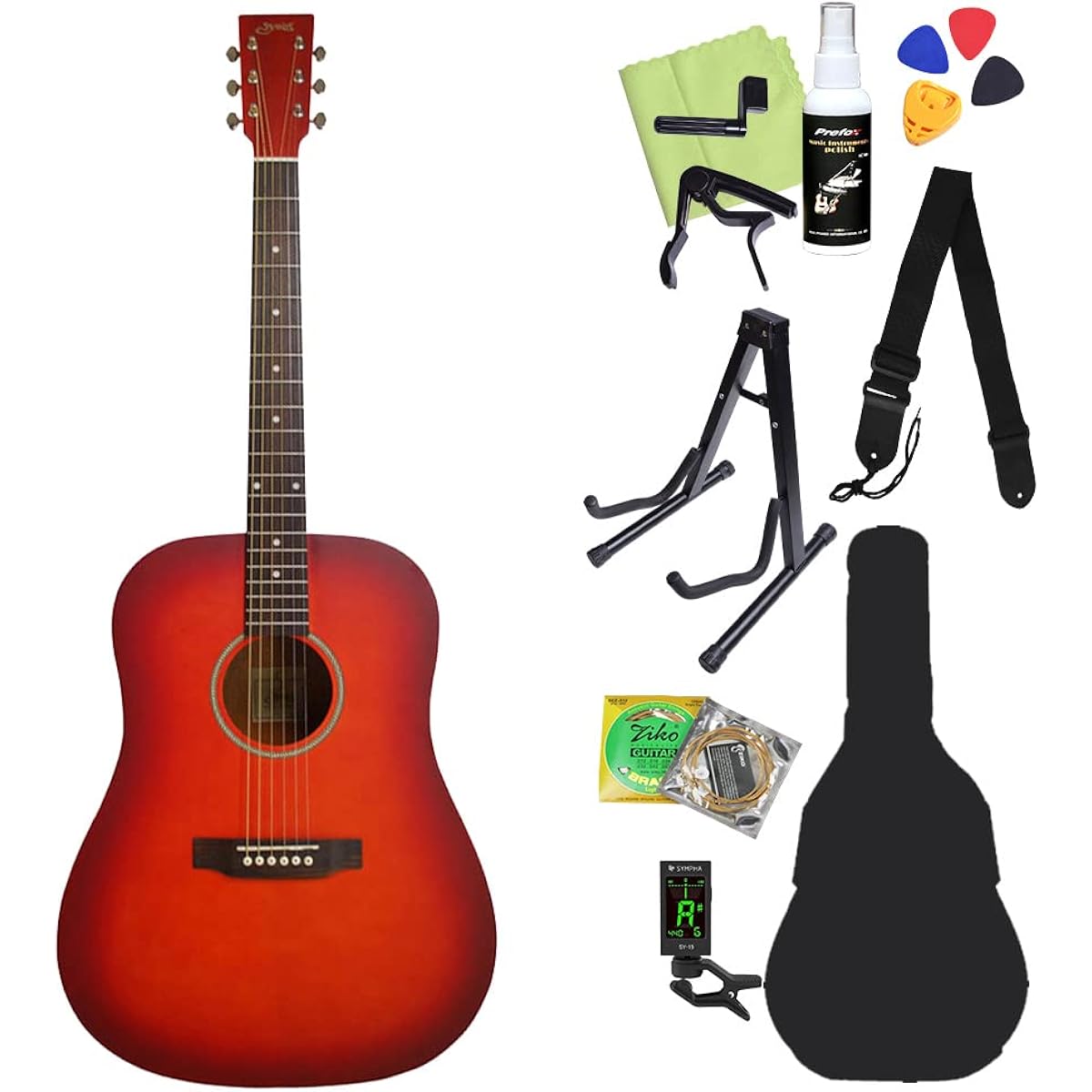 S.Yairi YD-04/CS Cherry Sunburst Acoustic Guitar Beginner Set 12-piece Western Guitar Limited Series S Yairi