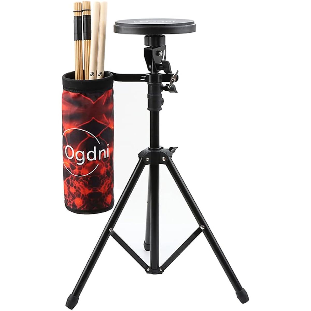 Ogdni Drum Pad Stand Set, 6 Inch Double Sided Silent Drum Pad, Drum Sticks, Adjustable Snare Stand, Drumstick Holder, Storage Bag