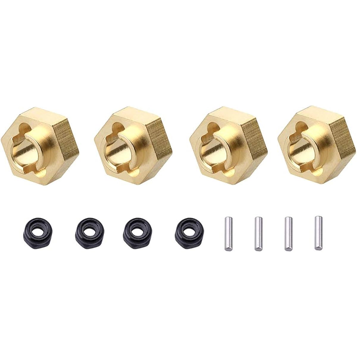 Brass Wheel Hex Hub & Lock Nut Axial SCX24 AXI90081 Upgrade Parts 1/24 RC Crawler Car Truck 4pcs