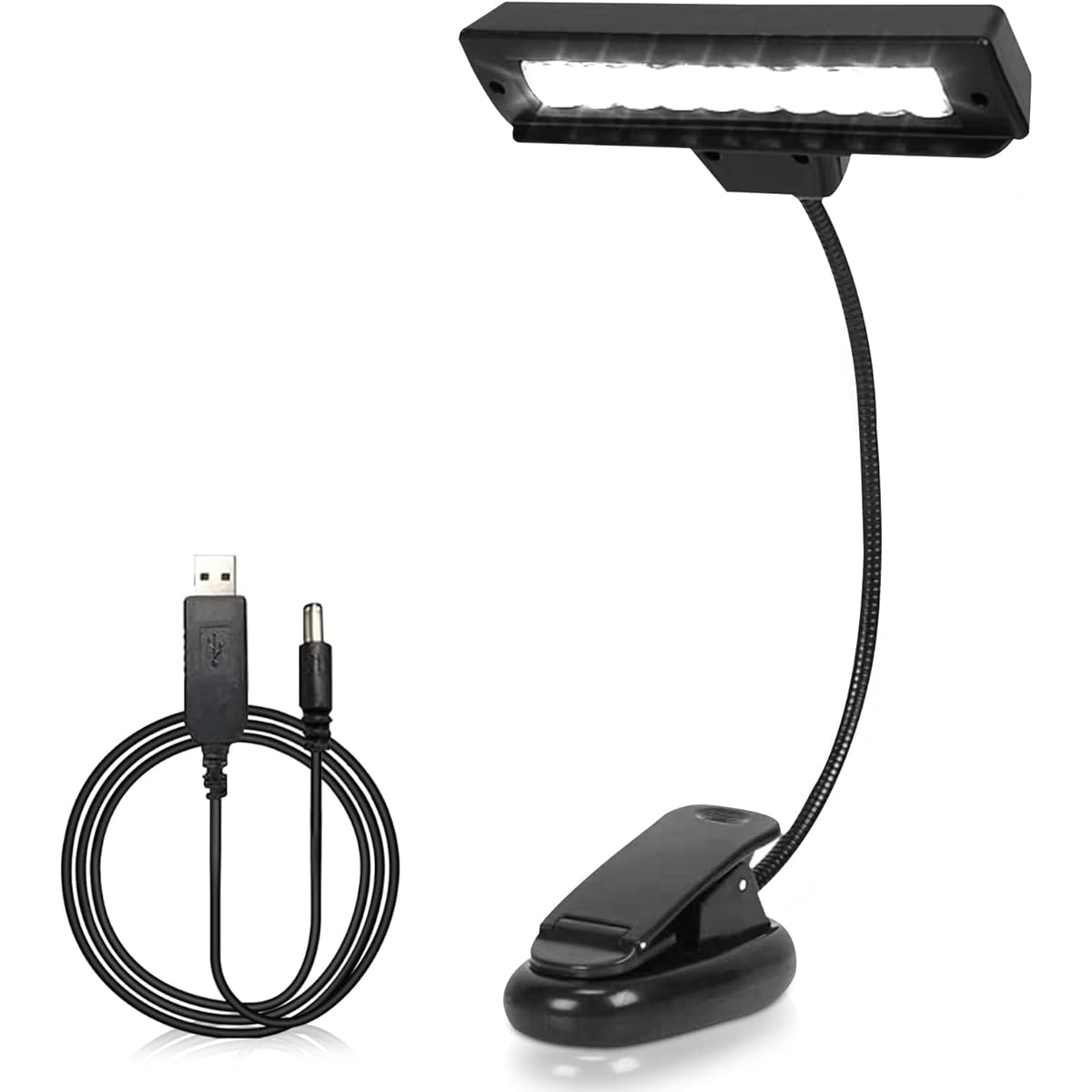 HERCHR Music Stand Light Clip-on Piano Light 10 LED Rechargeable Adjustable Neck USB Orchestra Light Book Lamp for Reading Orchestra Light Music Light