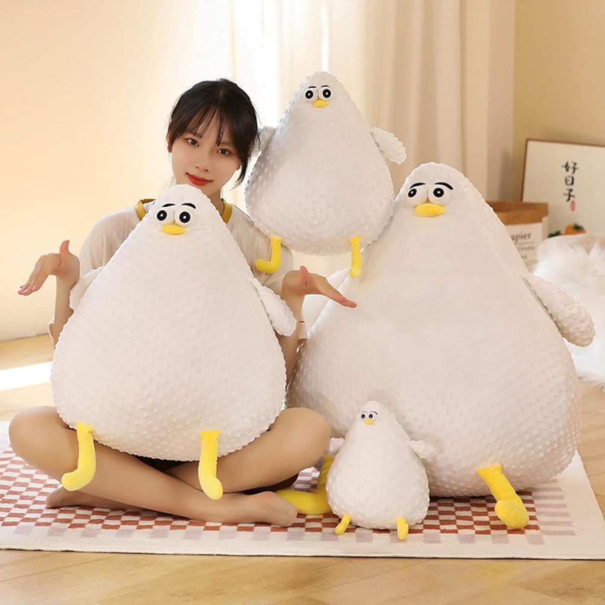 DEYI Plush Stuffed Animal Cartoon Chubby Stuffed Seagull Pillow Cute Fat Chicken Stuffed Cute Cartoon Chicken Pillow (60cm/23.6inch)