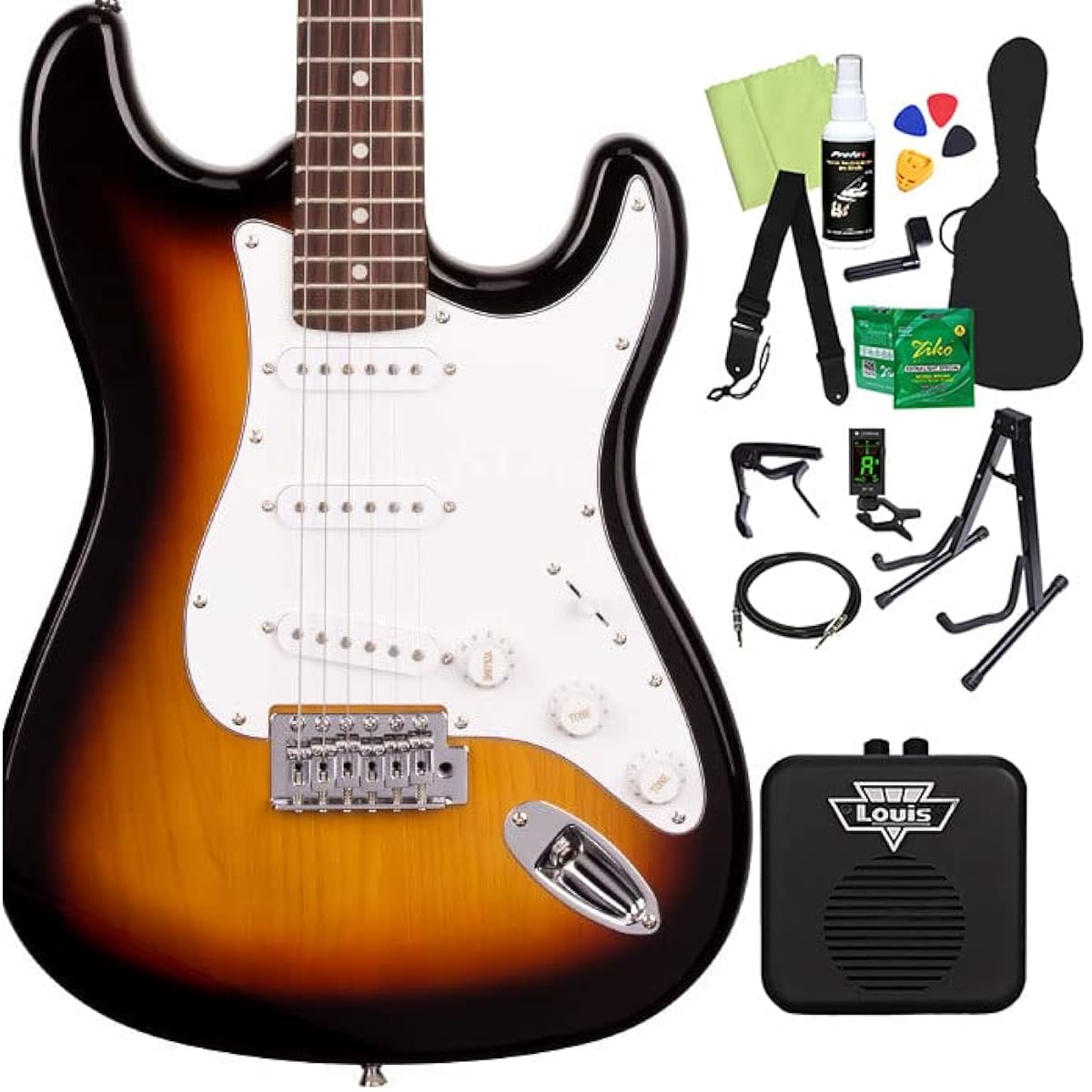 SX ED1 Electric Guitar Beginner 14-piece Set [With Mini Amp] 3TS Stratocaster Type SX