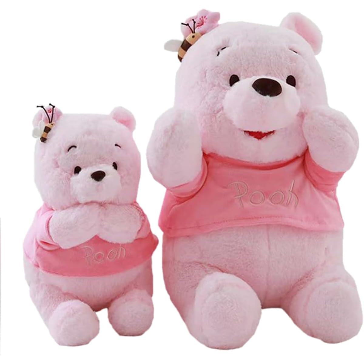 e Pooh Plush Toy Set of 2, Winnie the Pooh Cushion, Cute Winnie the Pooh Toy, Soft Body Pillow, Nap Pillow, Sleep Pillow, Doll, Girl's Birthday, Gift Doll, Birthday Toy, Gift, Bear Anime Plush Toy, Kids Party Supplies, Pink, Width Approx. 30cm+45cm (Set)