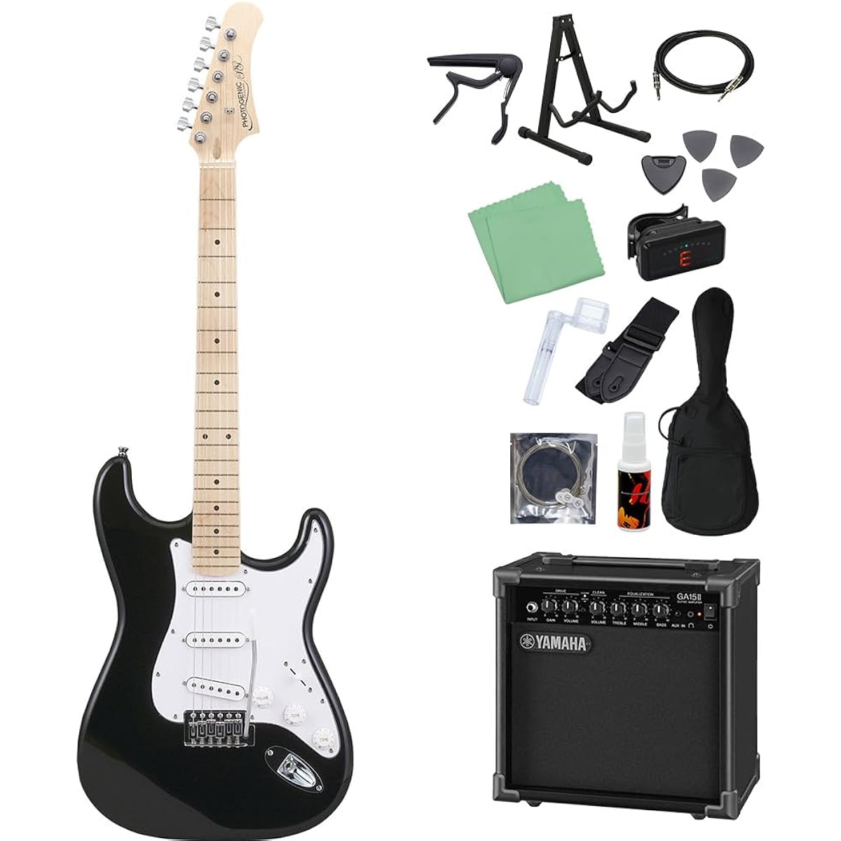 Photogenic ST-180M BK Electric Guitar Beginner 14-piece Set [Includes GA15II] Stratocaster Type Photogenic