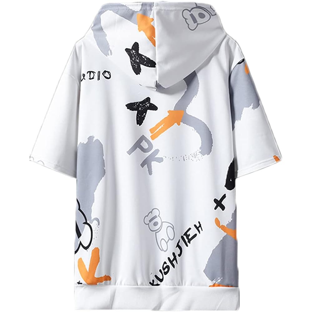 [AYISTELU] Hoodie Men's T-Shirt, Short Sleeve, Soft, Comfortable, Unisex, Large Size, Loose, Fashion, Men's Clothing, Spring, Summer