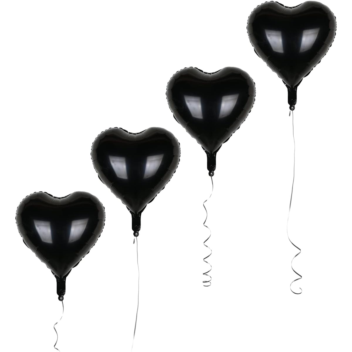 Guzon 15pcs Black Heart Shape Balloons 18inch Mylar Balloons Aluminum Foil Balloons for Baby Shower Wedding Valentine Decorations Love Balloons Party Decorations