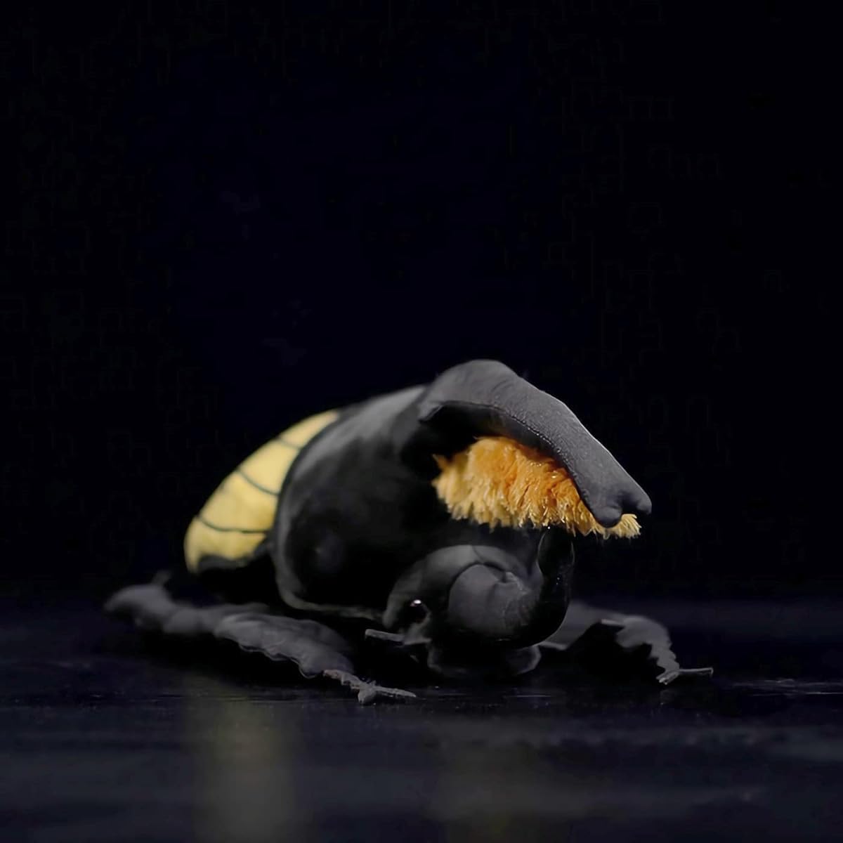 Nohito 9.8" Realistic Insect Plush Toy Soft Stuffed Animal Simulation Bug Pillow Horned Hercules Beetle Isopod Toy Doll (9.8" Black & Yellow)