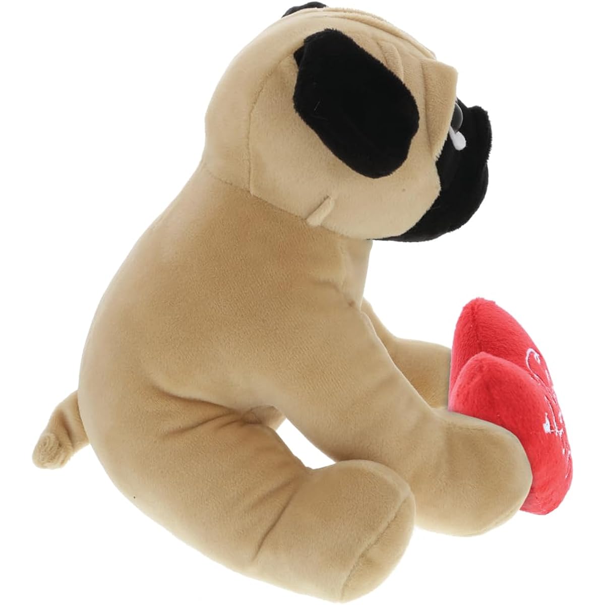 DolliBu I Love You Valentine Plush Big Eye Pug Dog - Cute Stuffed Animal Plush Toy for Valentine's Day, Birthday, Anniversary, Romantic Date - 8"