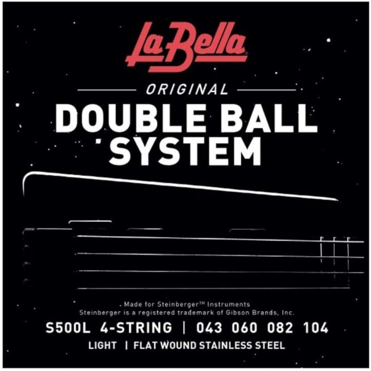 La Bella S-500L/Double Ball Bass/Light/043-104/Stainless Steel Flat Wound