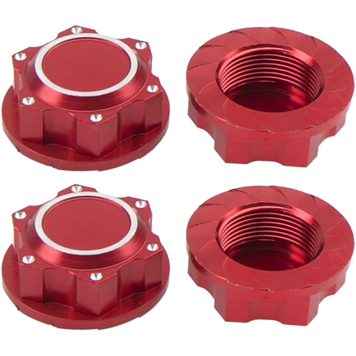 Vgoohobby 4Pcs 24mm Wheel Hub Cover Hex Wheel Dust Lock Nut Adapter Dustproof Cover Compatible with Arrma 1/5 Karton 8S Outcast 8S RC Car (Red)