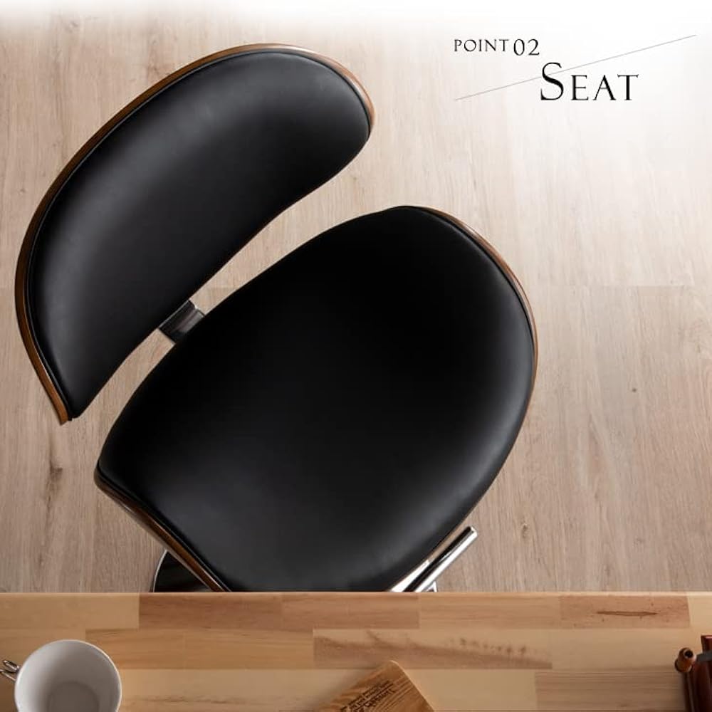 Tansu no Gen Counter Chair, Black, Elevating, Rotating, Wooden, with Backrest, Foot Rest, Scandinavian 68400003 00 [69551]