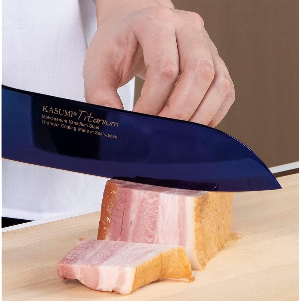 SUMIKAMA Kasumi Knife Titanium Coating Santoku Knife Made in Japan 18cm All Purpose Knife Rust Resistant Sharpness Color Midnight Blue Made in Seki City KASUMI 22018/VI