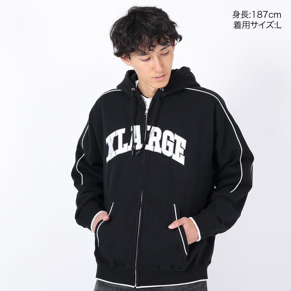 [Extra Large] Hoodie PIPING ZIP UP HOODED SWEATSHIRT Men's