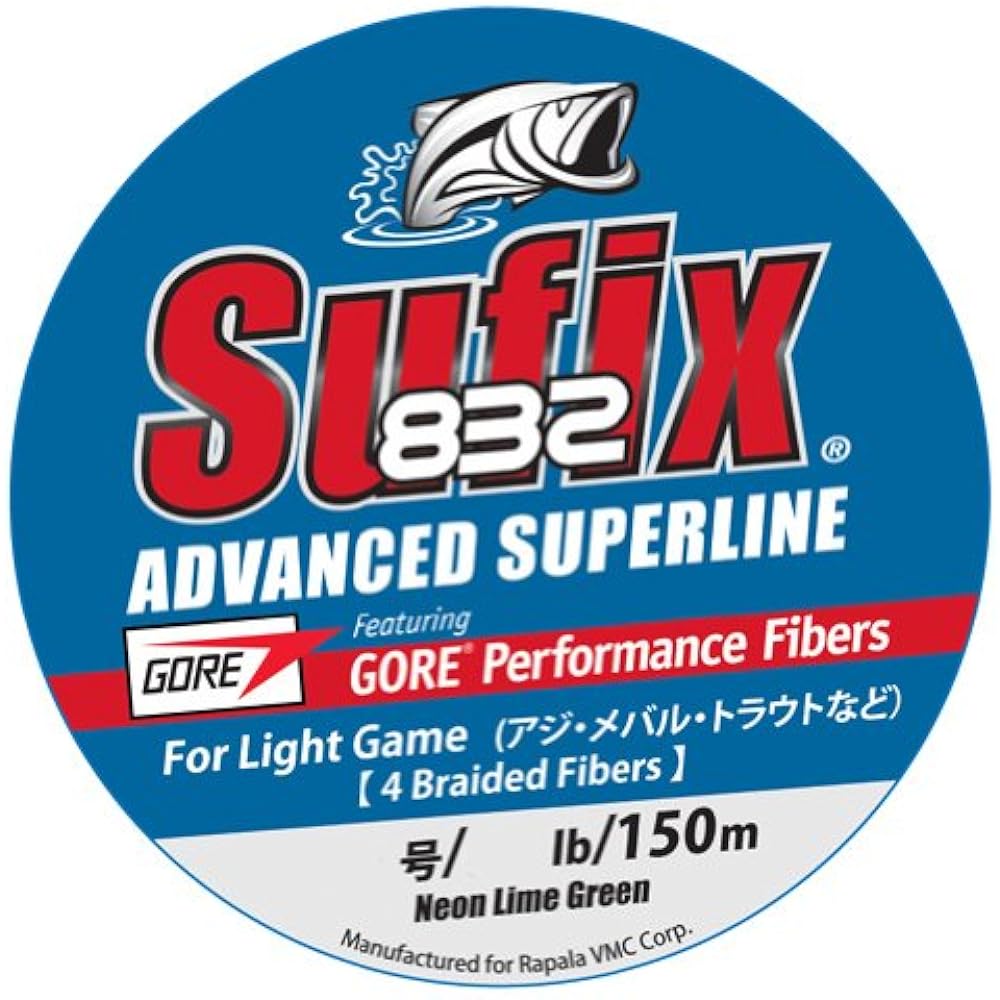 Rapala PE Line Suffix 832 Advanced Super Line PE Line For Light Game 150m 4-strand Neon Lime Green S8GL150M