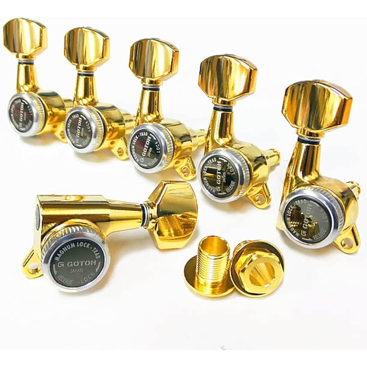 Gotoh Guitar Tuner Pegs GOTOH SG381 MG-T 07 G L6 Gold Magnum Rock Trad Single Side Set of 6 [Includes Ebi Original Pick]