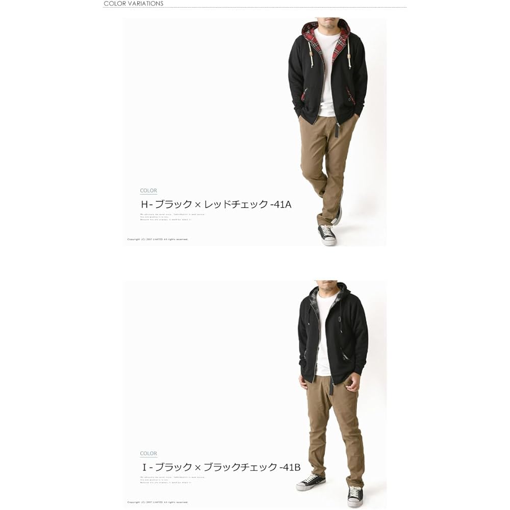[LIMITED SELECT] Checked sweatshirt ZIP hoodie men's