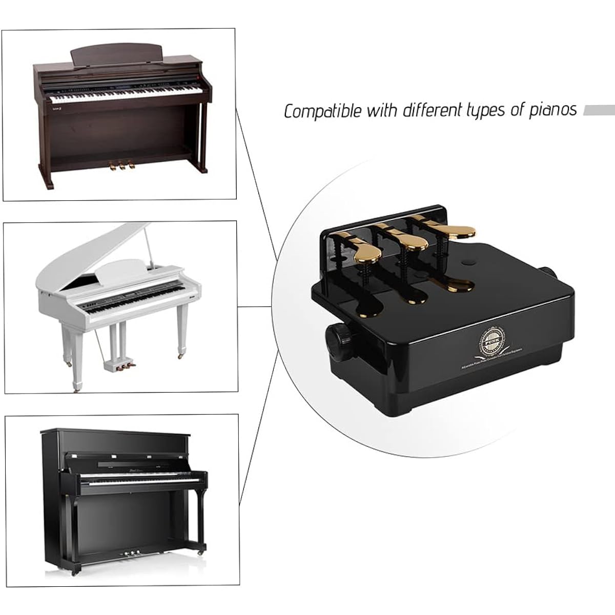 Sasuori Piano Auxiliary Pedals for Children's Height Adjustment with 3 Pedal Piano Educational Support Accessories