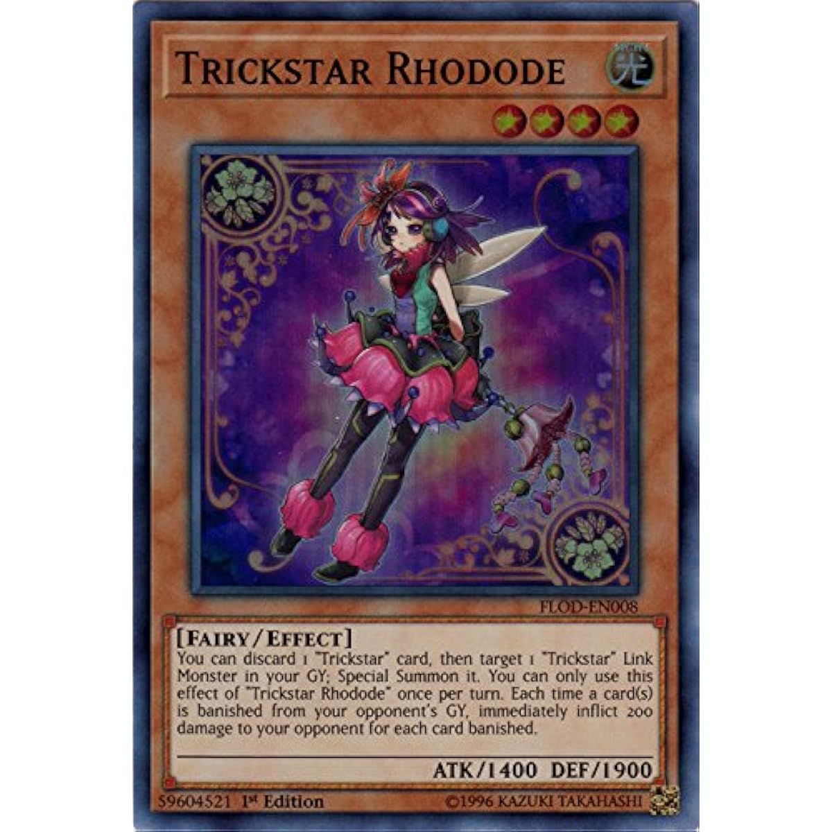Trickstar Rhodode - FLOD-EN008 - Super Rare - 1st Edition - Flames of Destruction