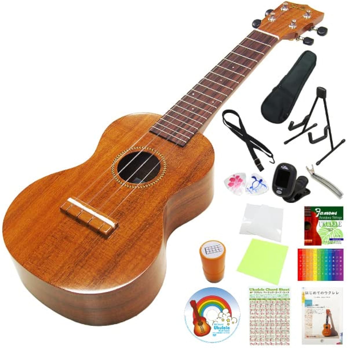 Famous Domestically Produced Ukulele FS-8LN Soprano Long Neck High Grade 15-Piece Set Hawaiian Koa (Reliable Made in Japan) (Soprano Scale 14F Joint) (u)