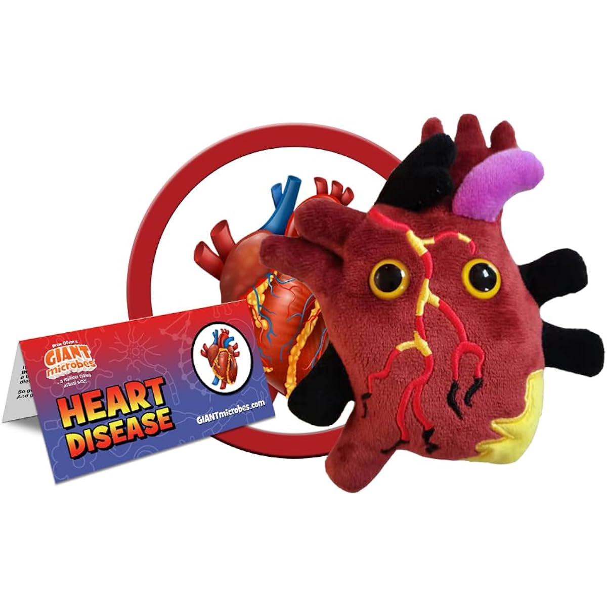 GIANTmicrobes Heart Disease Plush - Learn about your heart health and cardiovascular system. Educational gift for friends, students, educators, patients and doctors. memorable get-well gift