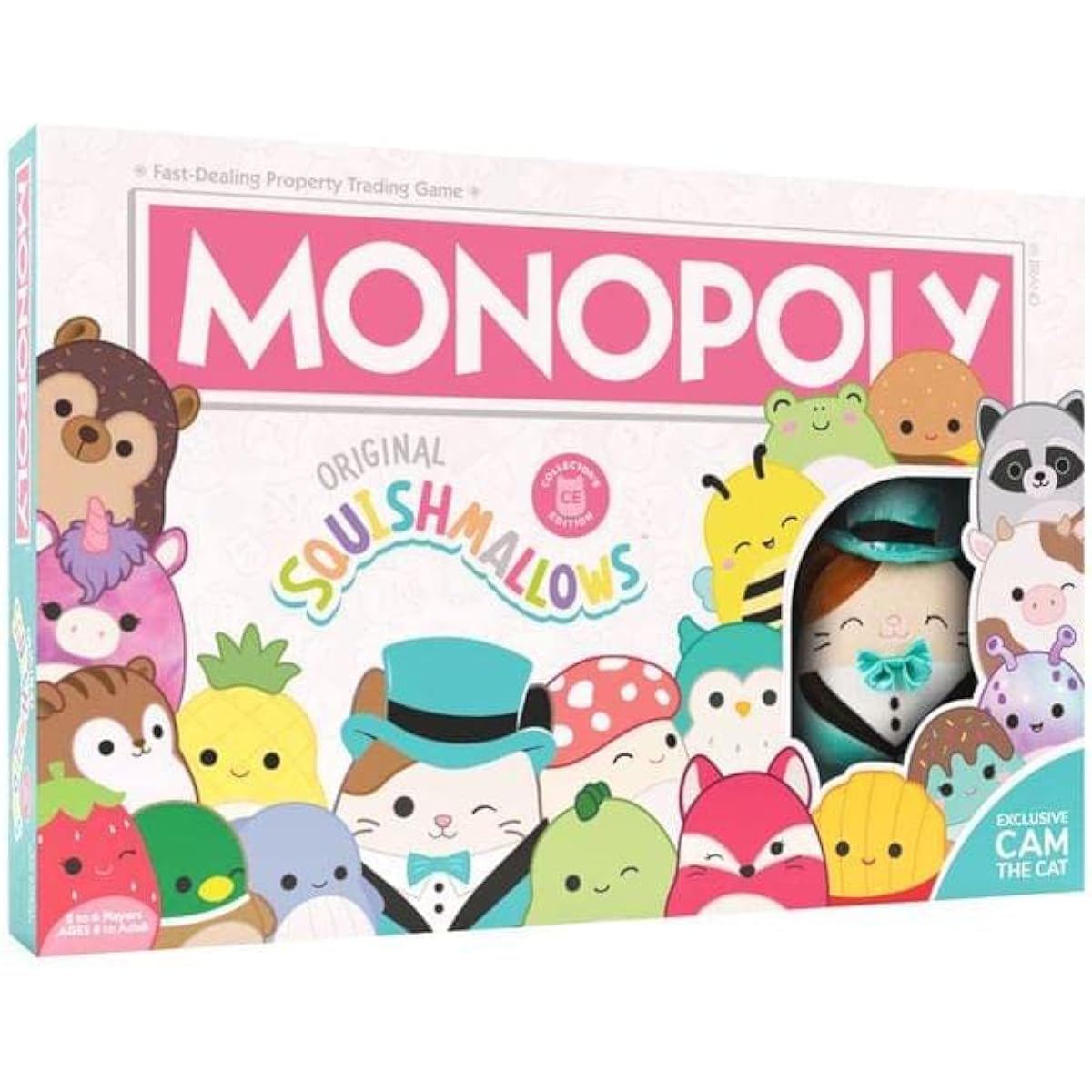 Monopoly: Squishmallow | Collector's Edition of Cam The Cat Plush | Buy, Sell & Trade Space Squishmallow | Collector's Classic Monopoly Game | Officially Licensed Squishmallow Game
