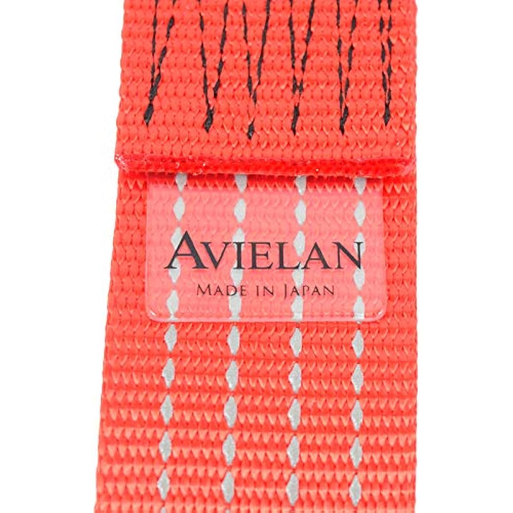 AVIELAN Reflective Lashing Belt 50mm Width R Hook (Track Rail Compatible) Winding 3m Fixed 1.0m Red (Right Fixed Specification)