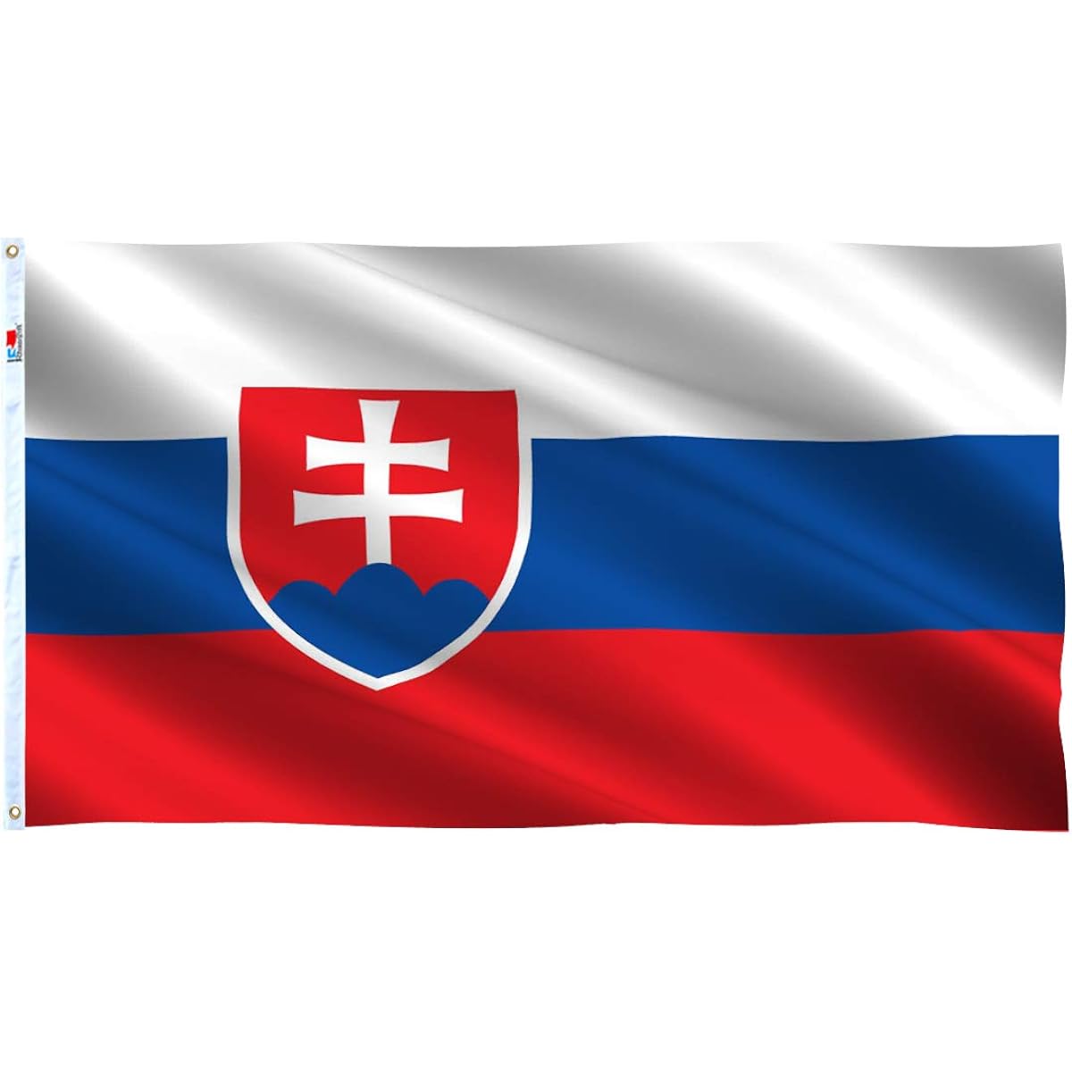 Slovakia Flag Polyester 3ft x 5ft Double Stitched with Canvas Header - Slovakia Flag Polyester with Brass Grommets 90x150cm