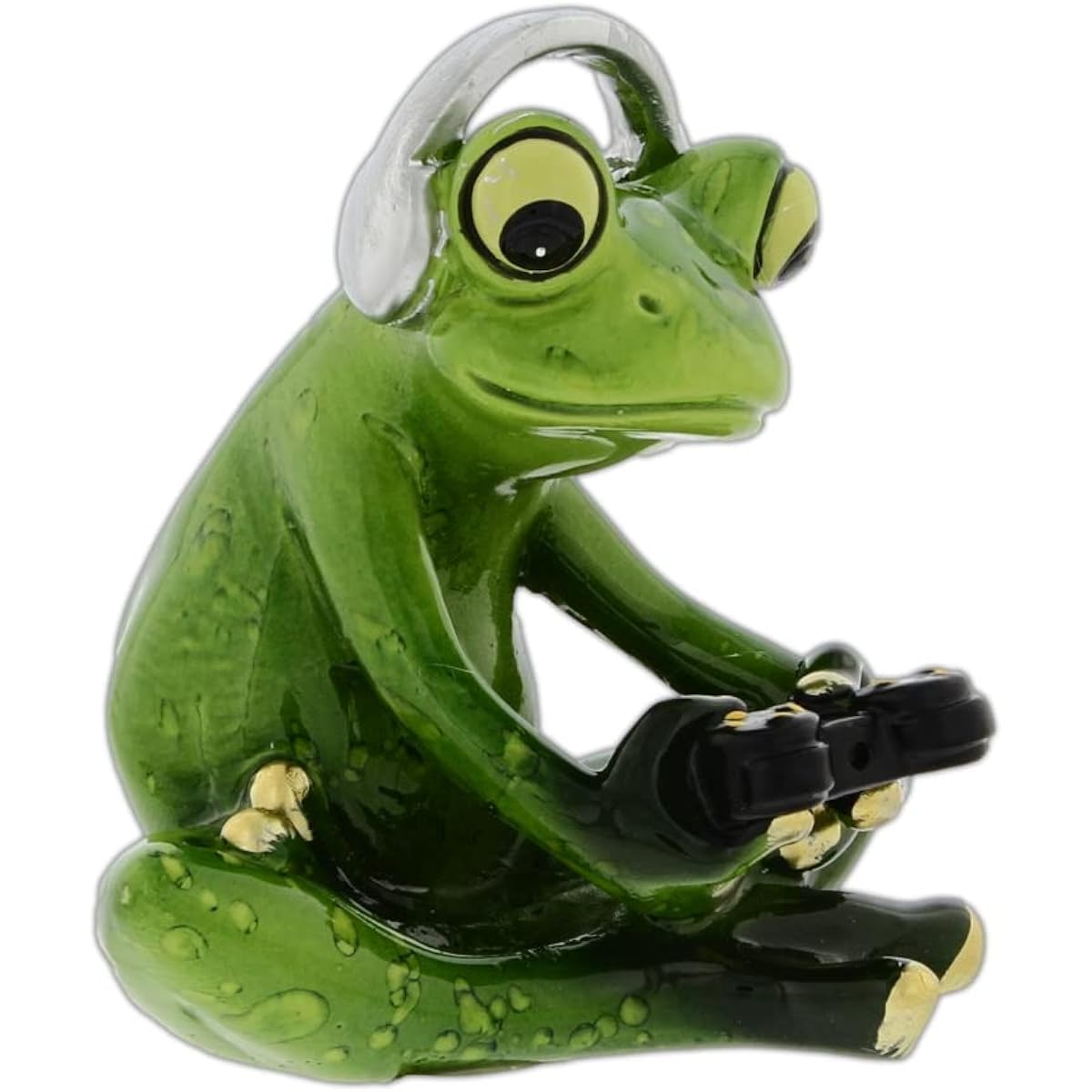 Whimsical resin gaming frog with controller and headphones