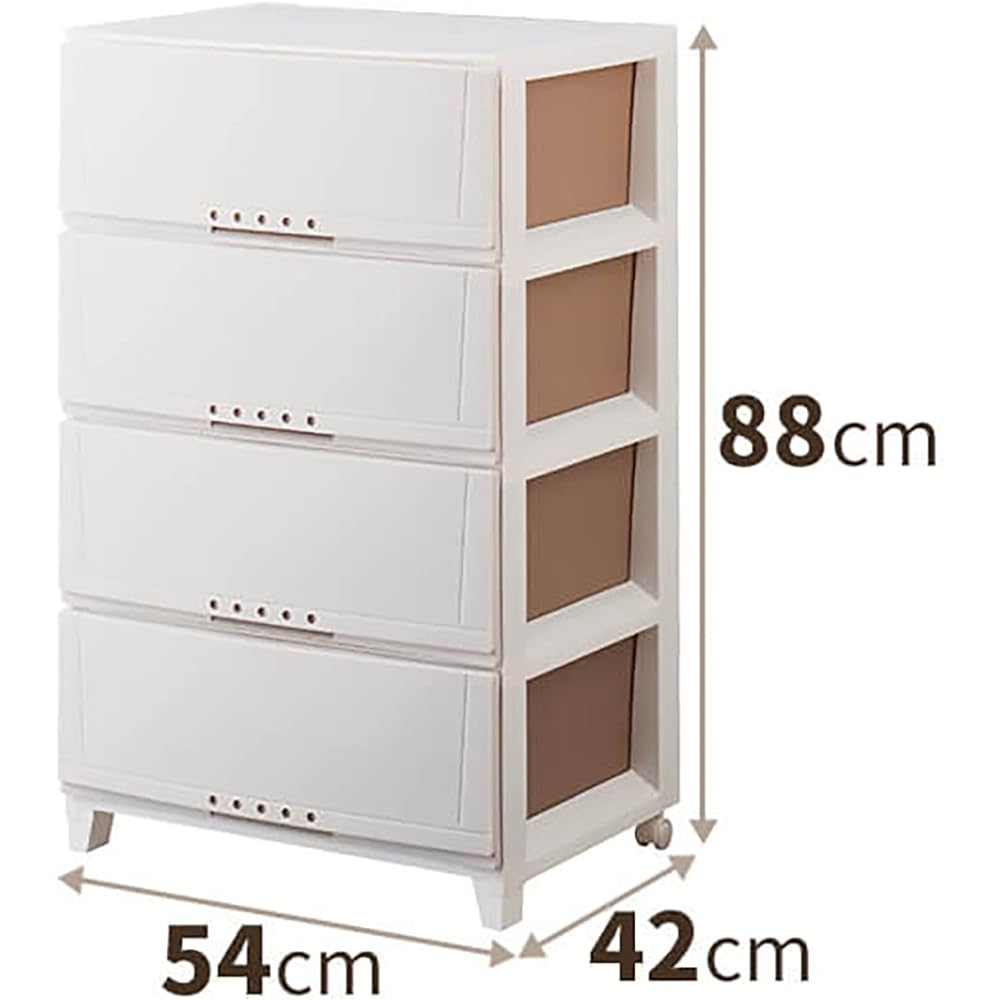 Tenma 5404 Durable Chest Room Case with Stopper to Prevent Drawers from Falling Out, Chest, Dresser, Cappuccino, 4 Tiers, Width 54 x Depth 42 x Height 88 cm