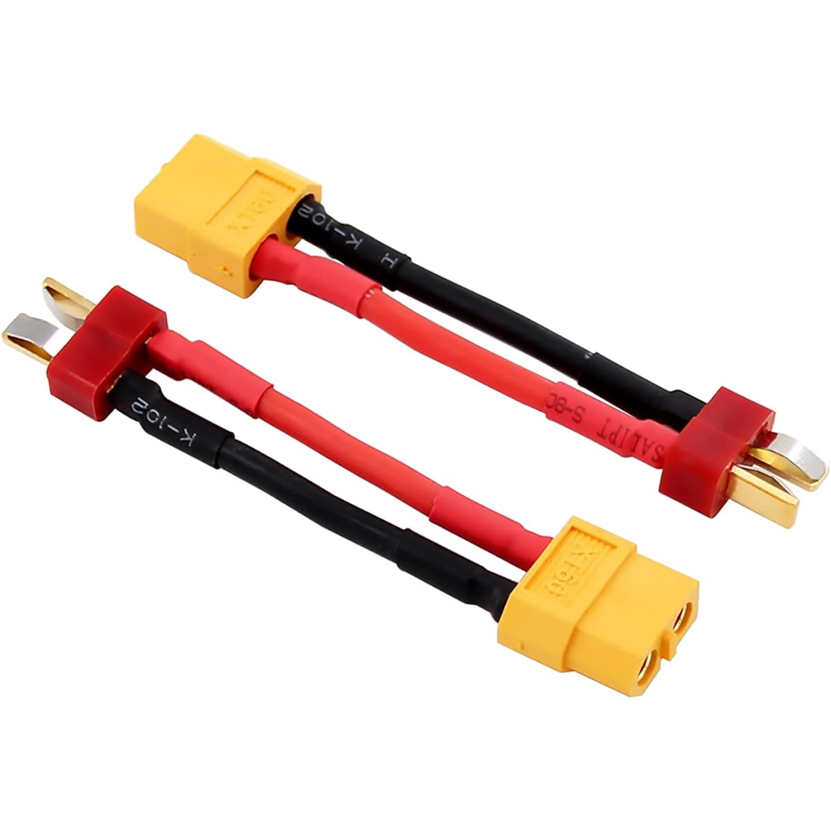 rflaueo 4pcs T Plug Dean's Style XT60 XT-60 Male Female RC Connector Adapter with 14awg 2" Wire (E02-4)